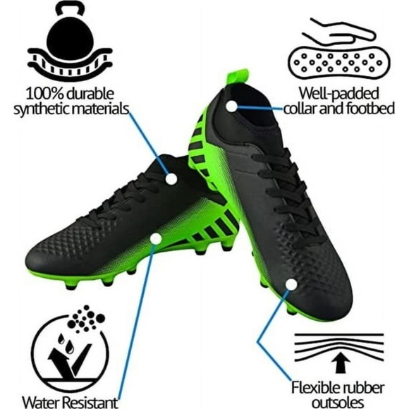 Boys Green & Black Cleats - Picture 3 of 3